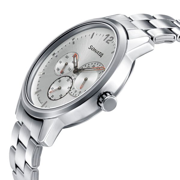 Sonata Quartz Analog Silver Dial Metal Strap Watch for Men - image number 2
