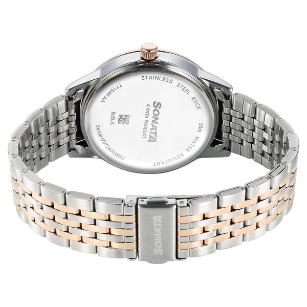 Sonata Wedding Quartz Analog Off White Dial Stainless Steel Strap Watch For Men - image number 3