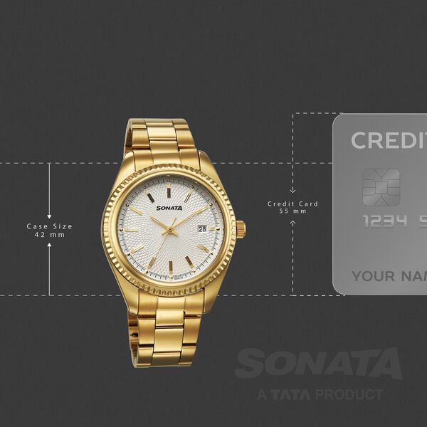 Sonata Festive Quartz Analog with Date Silver Dial Metal Strap Watch For Men - image number 3