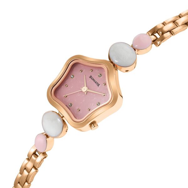 Sonata Utsav Pink Dial Rose Gold Bi Metal Strap Watch for Women - image number 2