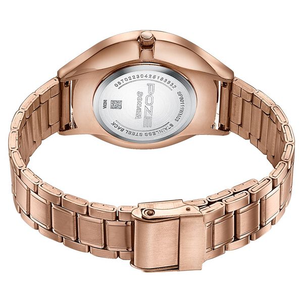 Sonata Poze Quartz Analog Beige Dial Rose Gold Colour Stainless Steel Strap Watch For Women - image number 6