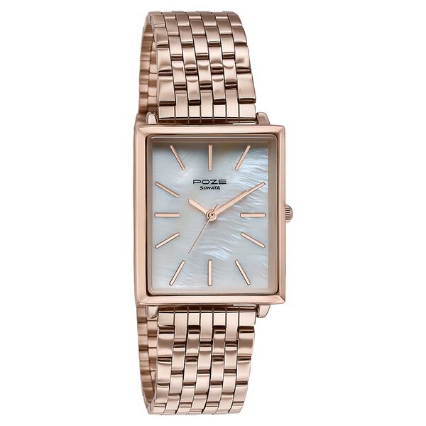 Sonata Poze Quartz Analog White Dial Metal Strap Watch For Women - image number 2