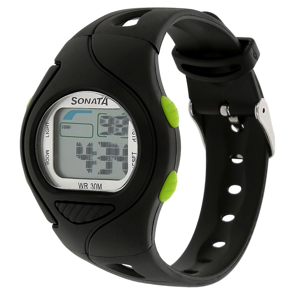 Buy Online SF Digital Grey Dial Plastic Strap Unisex Watch ns87011pp01 Sonata