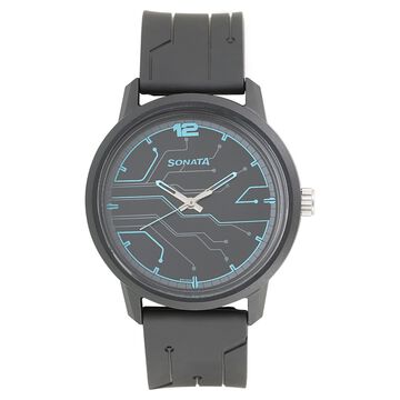 Sonata Quartz Analog Black Dial Plastic Strap Watch for Men