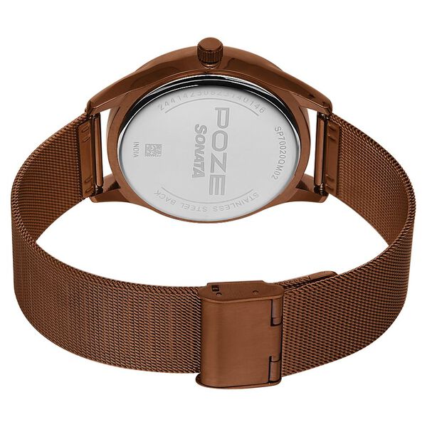 Poze by Sonata Quartz Analog Brown Dial Stainless Steel Strap Watch for Men - image number 4