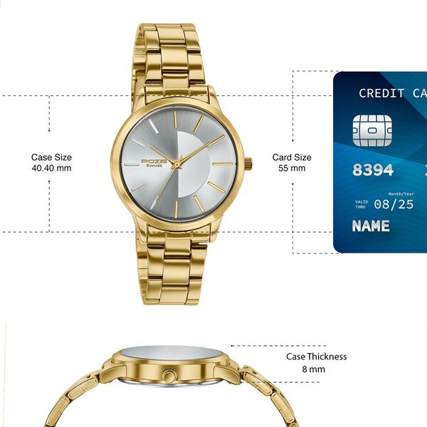 Poze By Sonata Quartz Analog Silver Dial Golden Stainless Steel Strap Watch For Women - image number 3