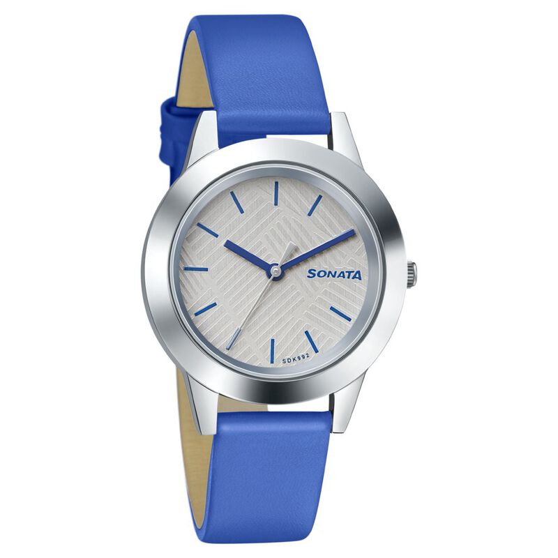 Sonata Splash White Dial Women Watch With Leather Strap - image number 1