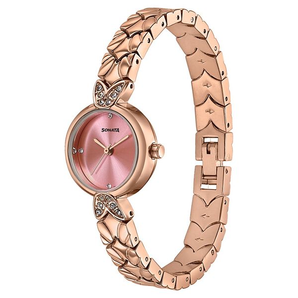 Women's Vintage style Pink dial Bracelet Watch - image number 2