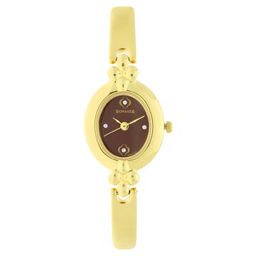 Sonata Quartz Analog Brown Dial Metal Strap Watch for Women