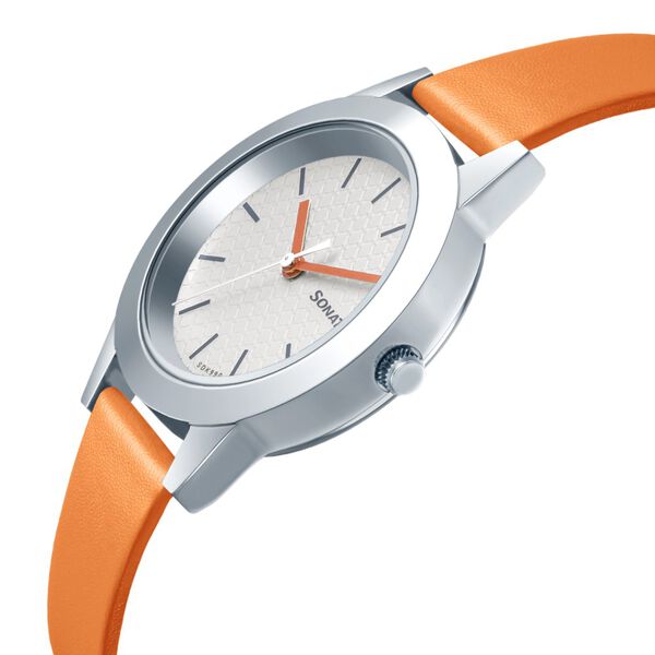 Sonata Splash White Dial Women Watch With Leather Strap - image number 3