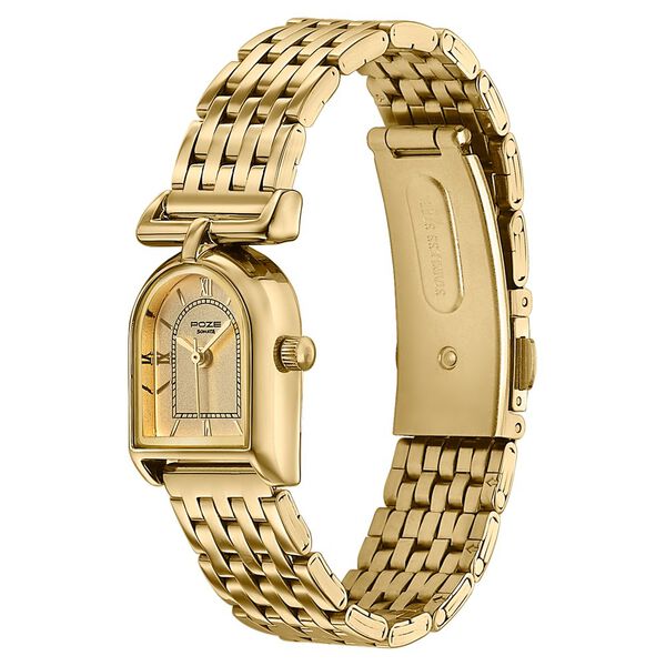 Poze By Sonata Quartz Analog Golden Dial Golden Metal Watch And Jewellery Combo For Women - image number 4
