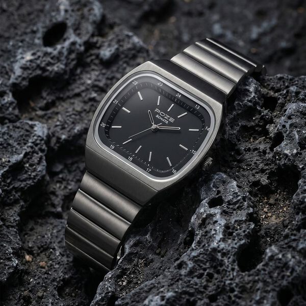 Poze Poze Quartz Analog Black Dial Grey Metal Strap Watch For Women - image number 0