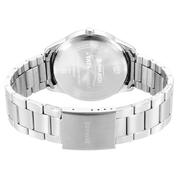 Sonata Force Quartz Analog with Day and Date Blue Dial Stainless Steel Strap Watch for Men - image number 3