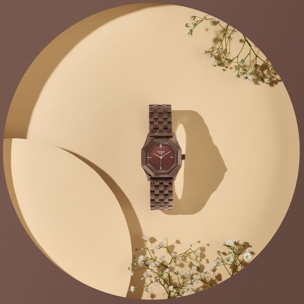 Poze By Sonata Quartz Analog Brown Dial Brown Metal Strap Watch For Women-picture-22