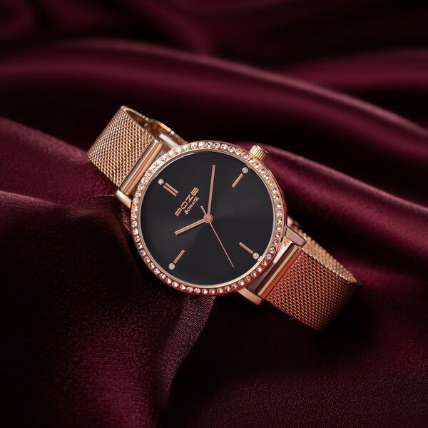 Sonata Poze Quartz Analog Black Dial Mesh Strap Watch for Women - image number 0