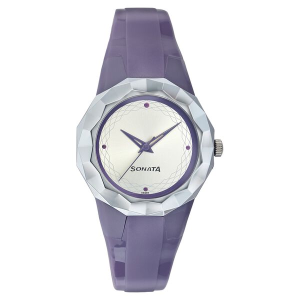 SF Quartz Analog Silver Dial Plastic Strap Watch for Women - image number 0