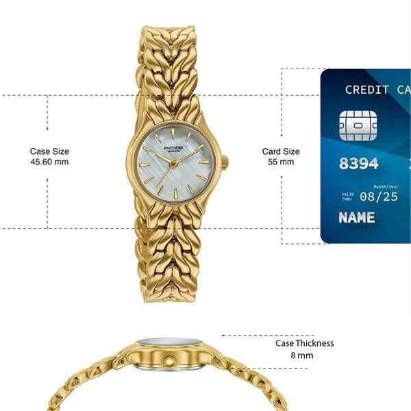 Poze Poze Quartz Analog White Dial Golden Metal Strap Watch For Women - image number 3