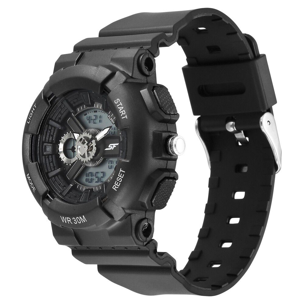 Buy Online SF Unisex Classic Black Watch with Silver Accents Timeless Elegance for Every Occasion 87057pp05 p Sonata