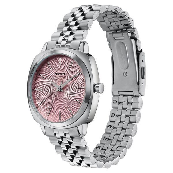 Sonata Vector Dusty Rose-Tone Dial Silver-Tone Bracelet Watch for Men - image number 4