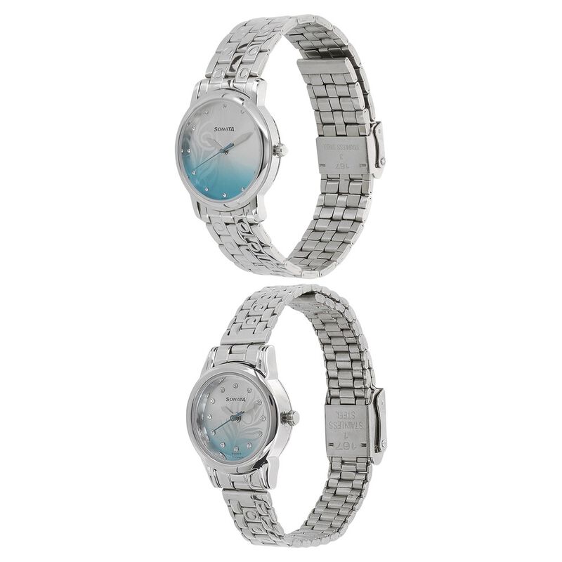 Sonata Quartz Analog Silver Dial Metal Strap Watch for Couple - image number 1