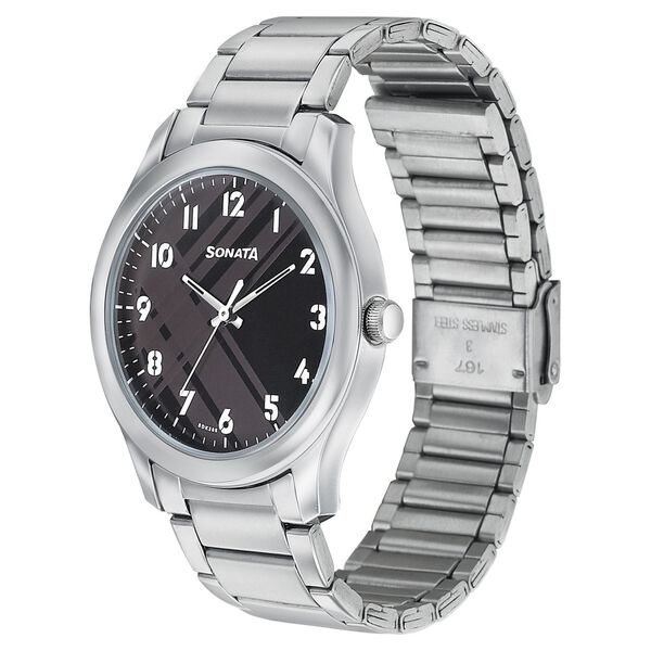 Sonata Quartz Analog Grey Dial Stainless Steel Strap Watch for Men - image number 1