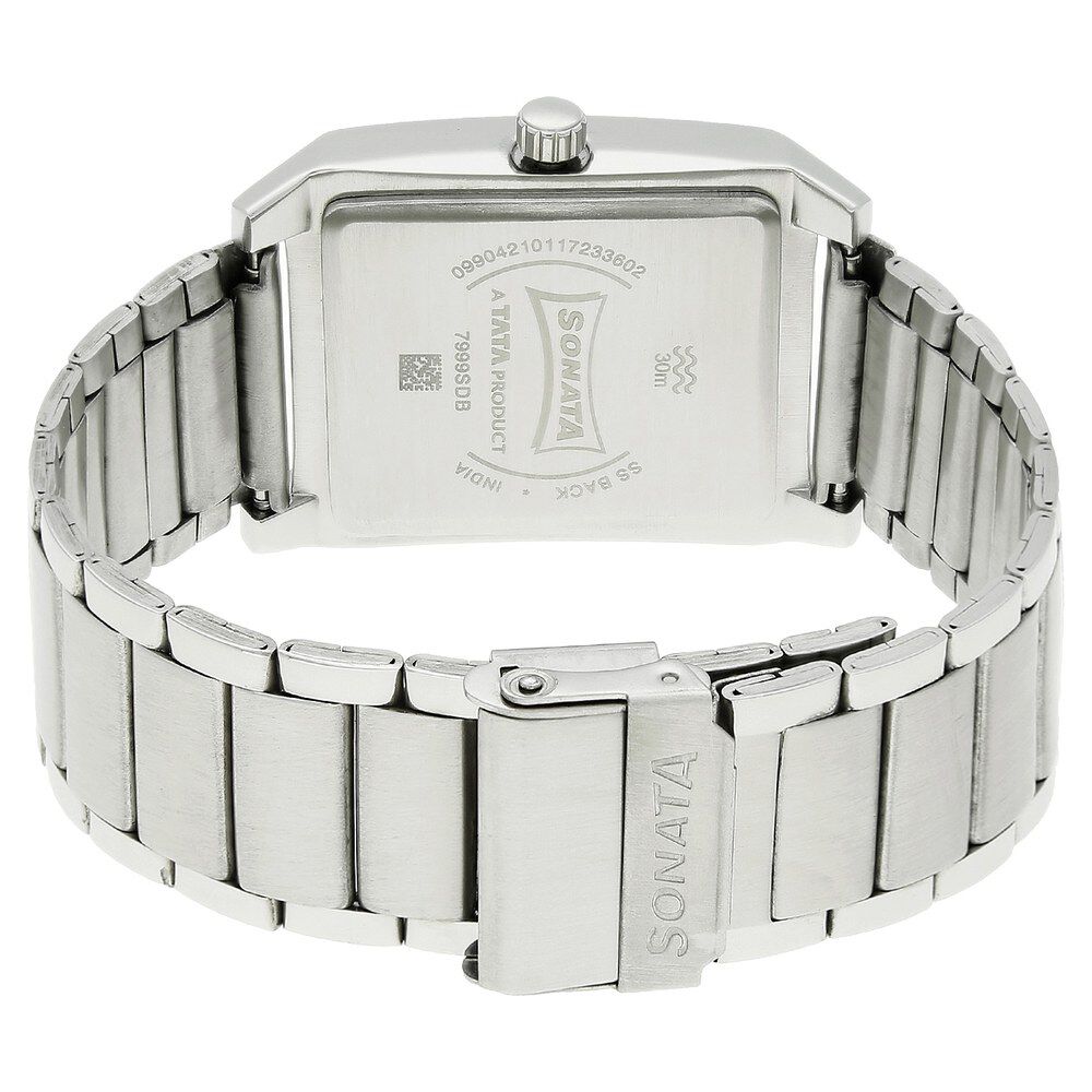 Sonata Quartz Analog White Dial Metal Strap Watch for Men