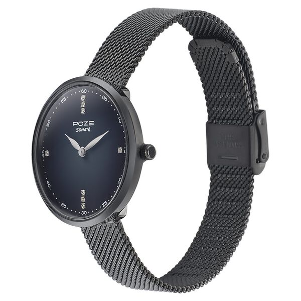 Sonata Poze Quartz Analog Black Dial Mesh Strap Watch for Women - image number 2