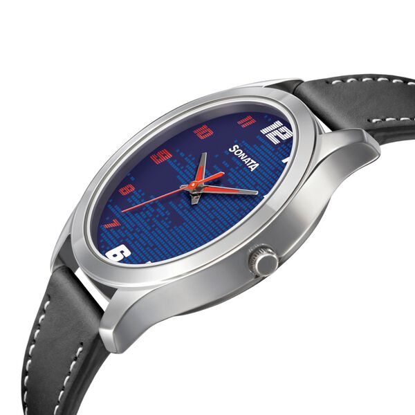 Sonata RPM Quartz Analog Blue Dial Leather Strap Watch for Men - image number 1