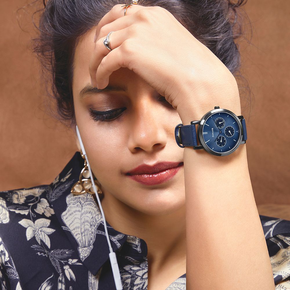 Buy Online Sonata Multifunctions Blue Dial Women Watch With