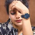 Sonata Multifunctions Blue Dial Women Watch With Leather Strap - image number 0