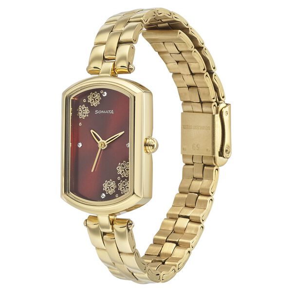 Sonata Wedding Maroon Dial Women Watch With Stainless Steel Strap - image number 1