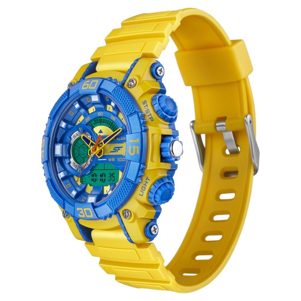 SF Quartz Analog Digital Blue Dial TPU Strap Watch for Men