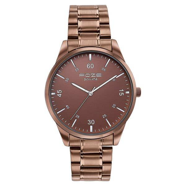 Sonata Poze Quartz Analog Brown Dial Stainless Steel Strap Watch For Men - image number 1