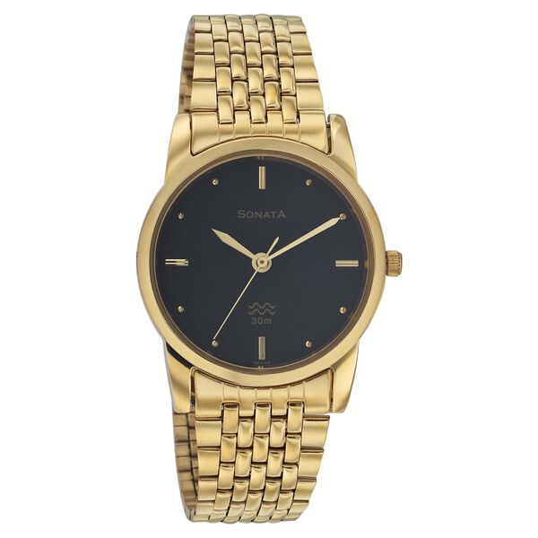 Sonata Quartz Analog Black Dial Strap Watch for Men - image number 0