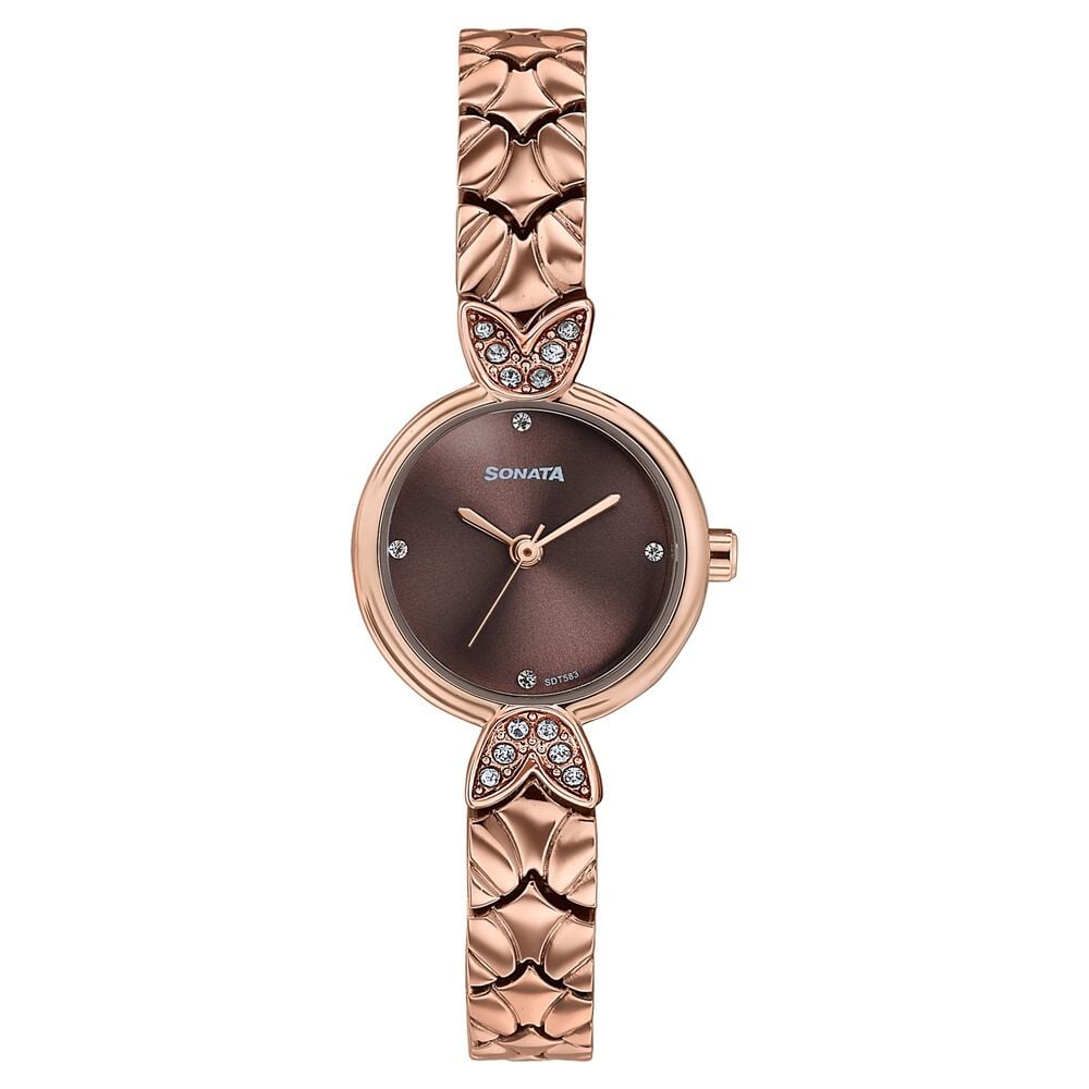sonata Women's Vintage style brown dial Bracelet Watch-picture-15