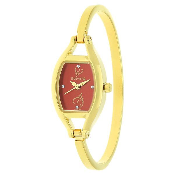 Sonata Quartz Analog Red Dial Metal Strap Watch for Women - image number 1