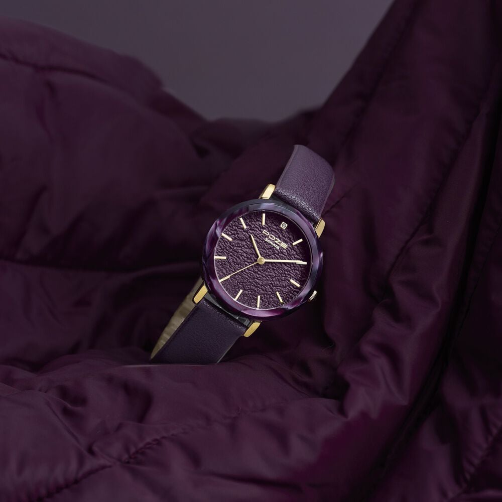 Poze By Sonata Quartz Analog Purple Dial Purple PU Leather Strap Watch For Women-image-45