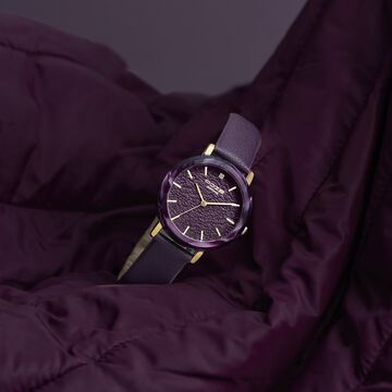 Poze By Sonata Quartz Analog Purple Dial Purple PU Leather Strap Watch For Women