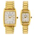Sonata Quartz Analog Champagne Dial Stainless Steel Strap Watch for Couple