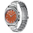 Poze By Sonata Quartz Analog Orange Dial Silver Metal Strap Watch For Men - image number 4