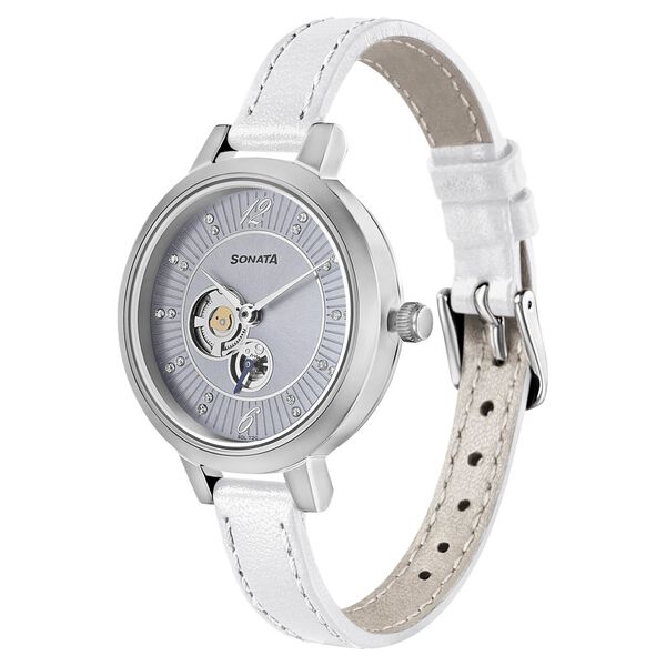 Sonata Unveil Blue Dial Women Watch With Leather Strap - image number 1