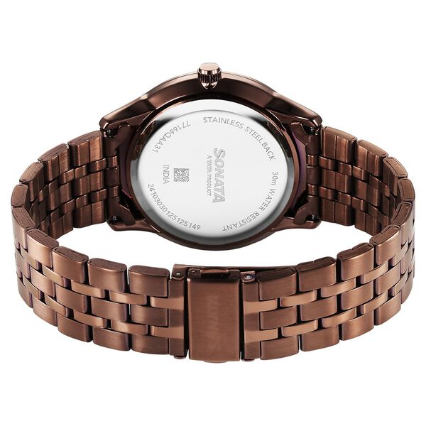 Sonata Eternia Quartz Analog with Date Brown Dial Metal Strap Watch For Men - image number 4