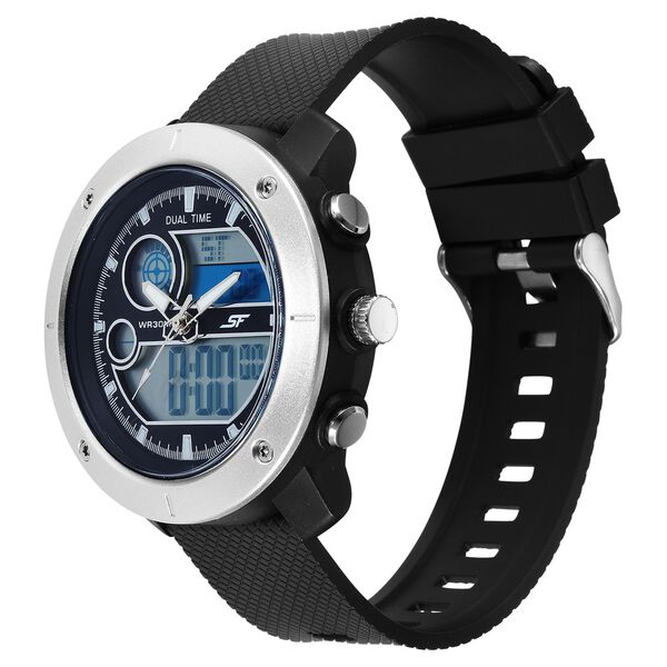SF Zest Quartz Analog Digital Dial Black Polyurethane Strap Watch For Men - image number 1