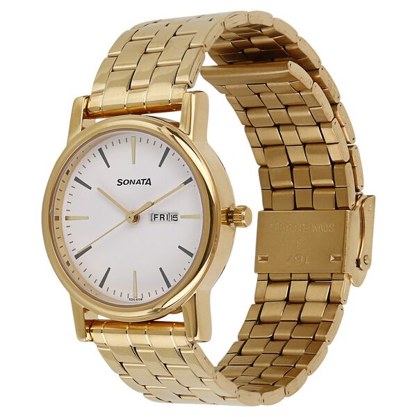 Sonata Quartz Analog with Day and Date White Dial Stainless Steel Strap Watch for Men - image number 1