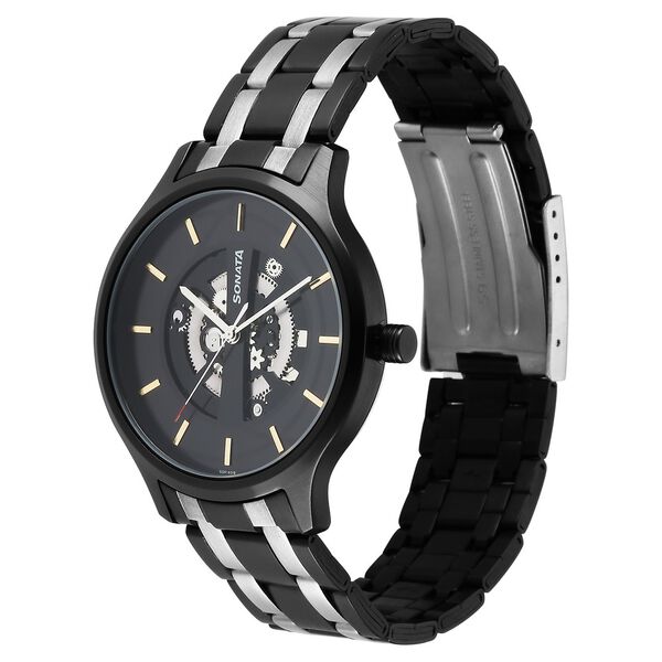 Sonata Unveil Quartz Analog Black Dial Stainless Steel Strap Watch for Men - image number 1