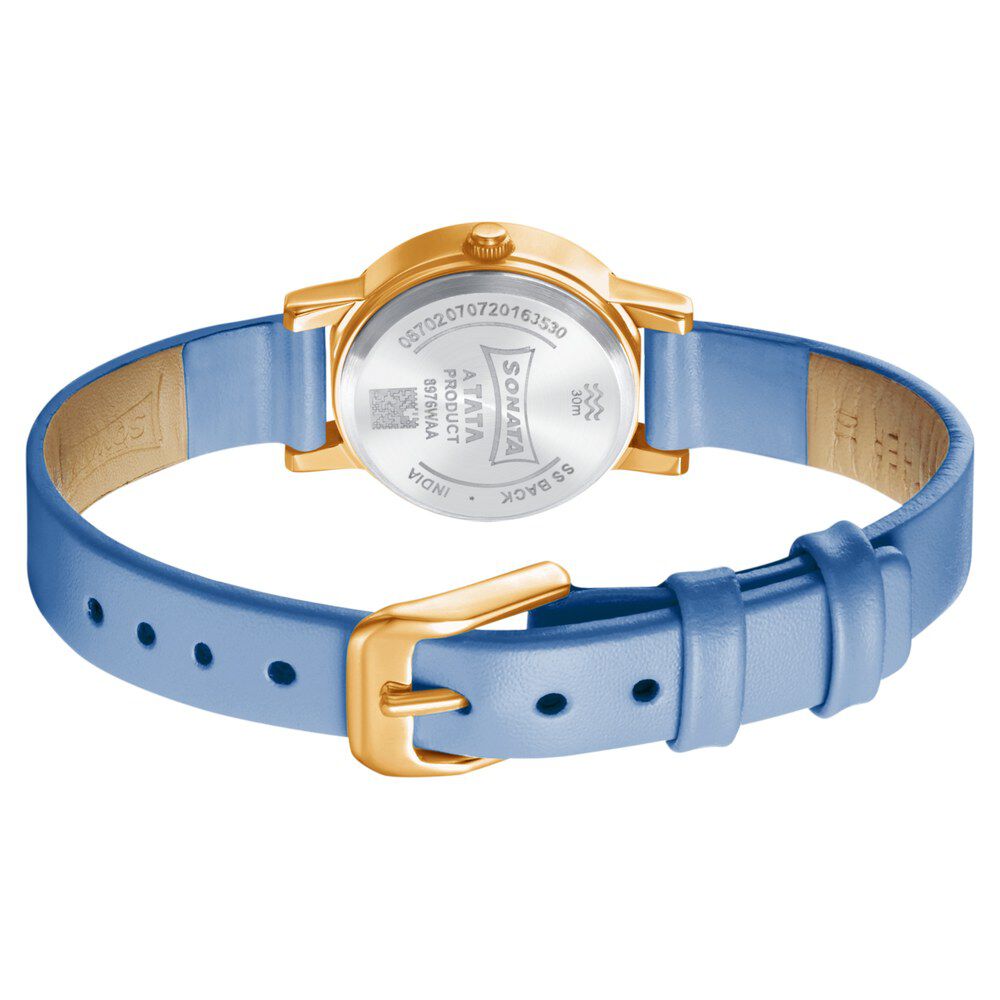 Sonata Splash White Dial Women Watch With Leather Strap
