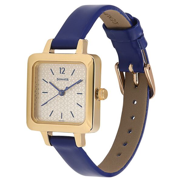 Sonata Splash Champagne Dial Women Watch With Leather Strap - image number 2