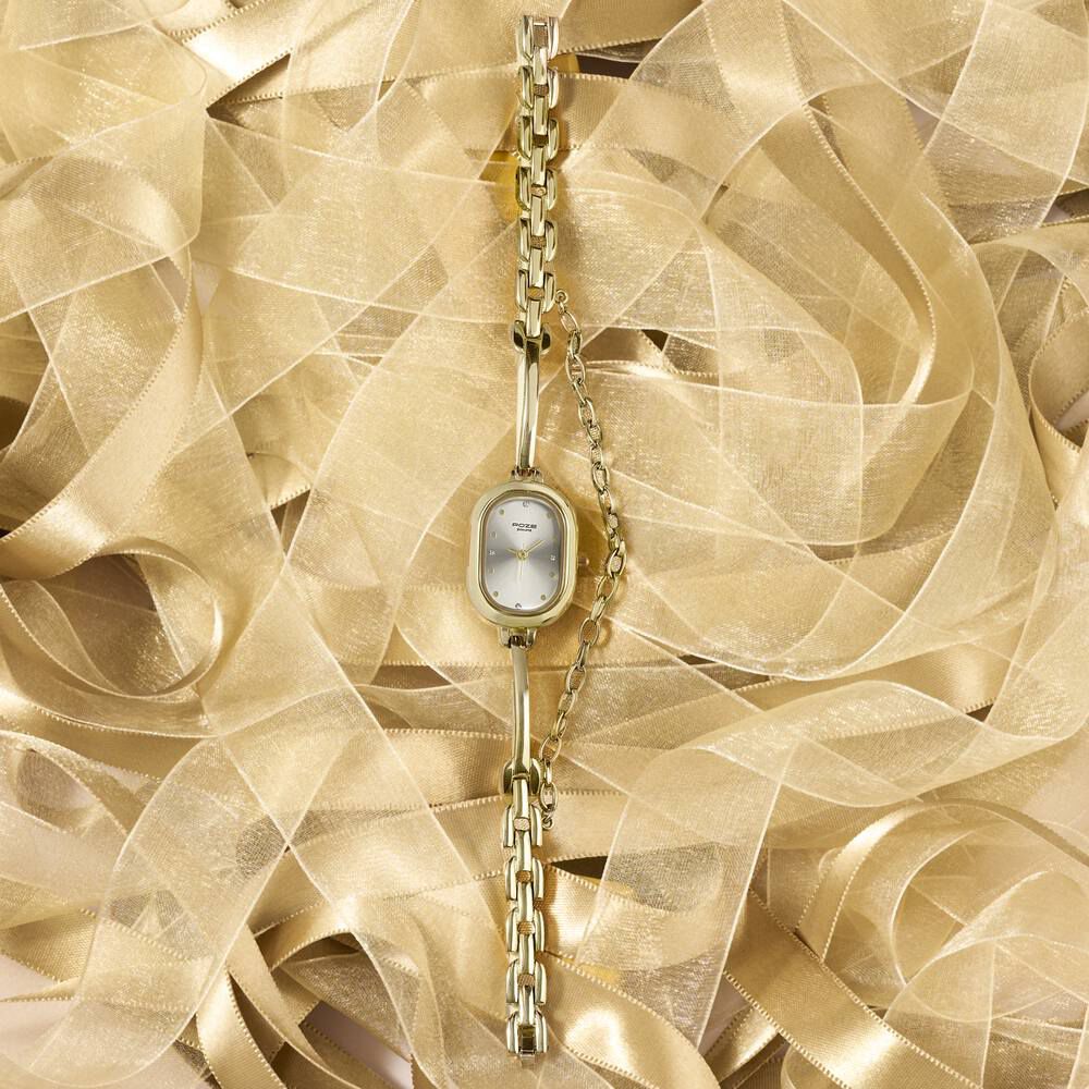 Poze By Sonata Quartz Analog Golden Dial Golden Metal Strap Watch For Women