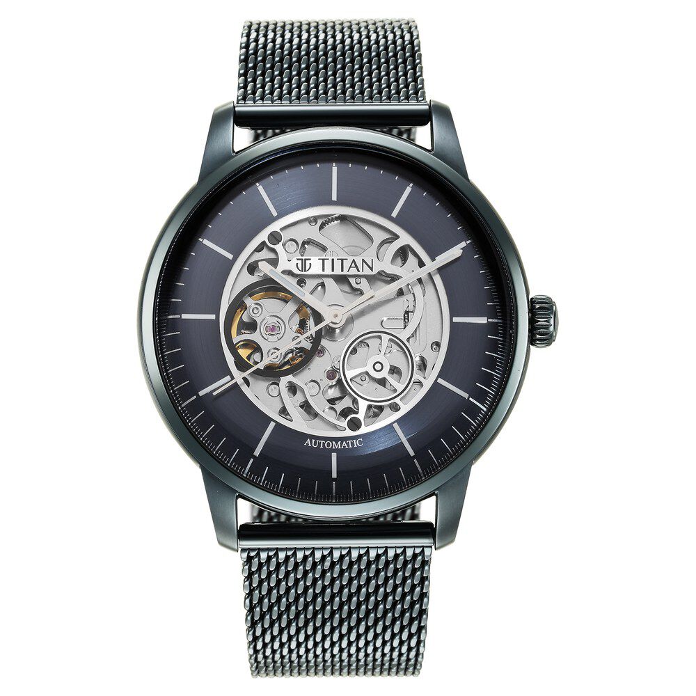 Titan Mechanical Blue Dial Automatic watch for Men with Stainless Steel Strap