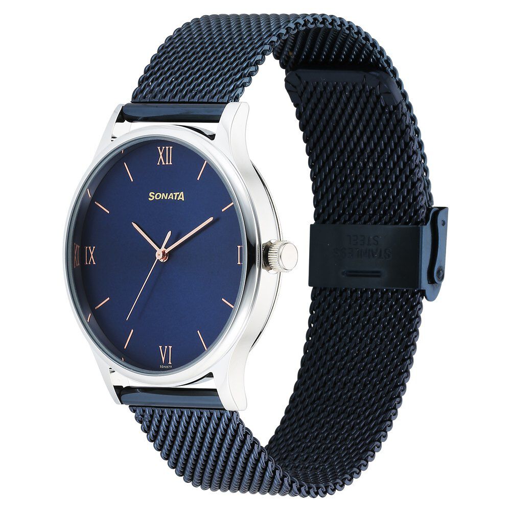 Sonata analog blue dial men's watch top